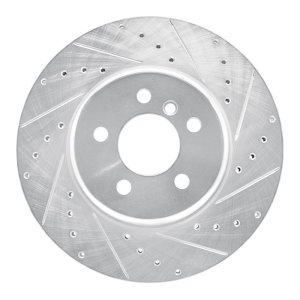 BMW 550I Brake Rotor (1) - Rear Right - R1 Concepts - Drilled & Slotted - Silver - `10-`19